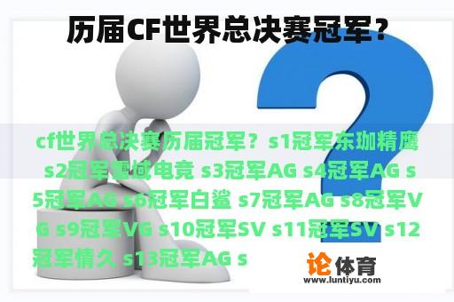 历届CF世界总决赛冠军？