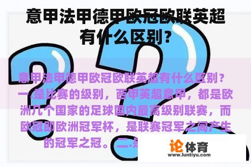 意甲法甲德甲欧冠欧联英超有什么区别？