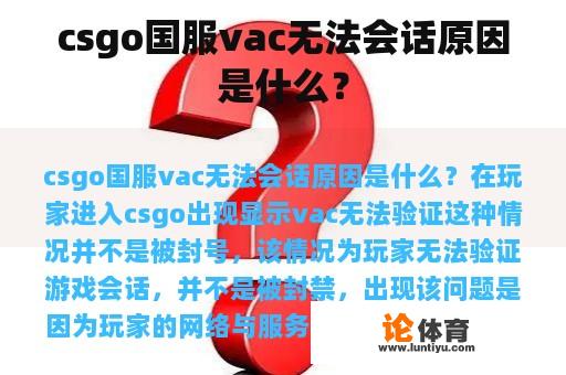 csgo国服vac无法会话原因是什么？