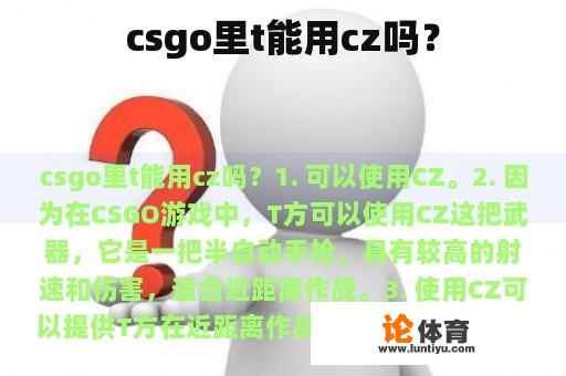 csgo里t能用cz吗？