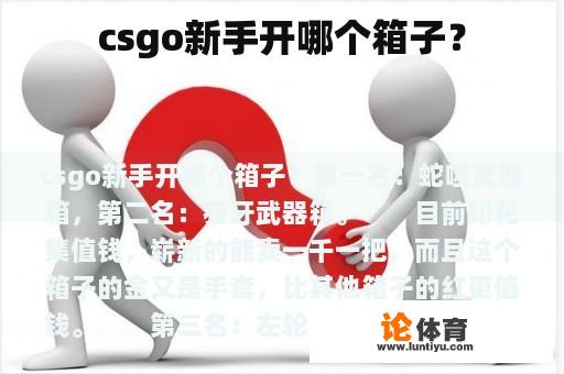 csgo新手开哪个箱子？