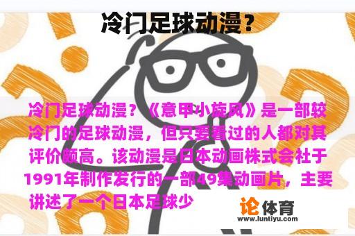 冷门足球动漫？