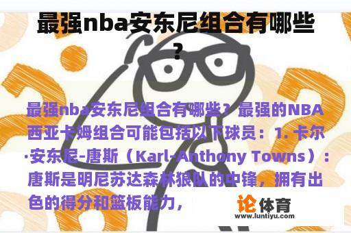 最强nba安东尼组合有哪些？