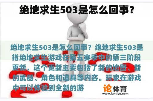 绝地求生503是怎么回事？