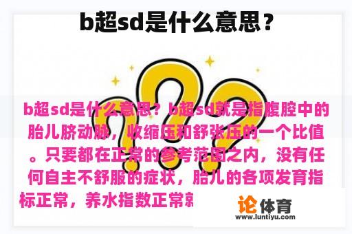 b超sd是什么意思？