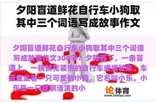 夕阳盲道鲜花自行车小狗取其中三个词语写成故事作文300字？