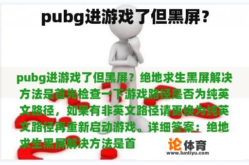 pubg进游戏了但黑屏？