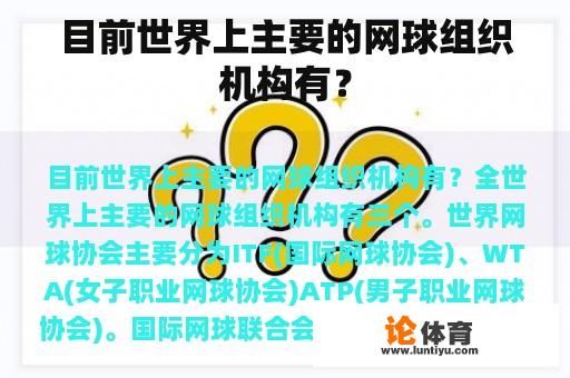 目前世界上主要的网球组织机构有？