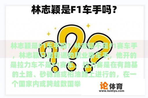 林志颖是F1车手吗？