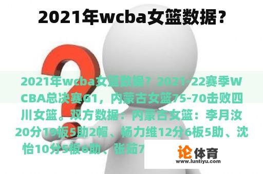 2021年wcba女篮数据？