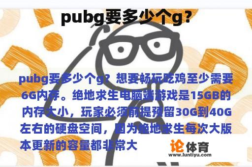 pubg要多少个g？