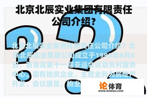 北京北辰实业集团有限责任公司介绍？