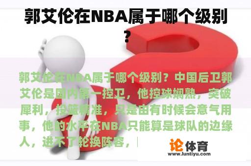 郭艾伦在NBA属于哪个级别？