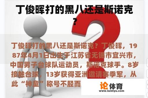 丁俊晖打的黑八还是斯诺克？