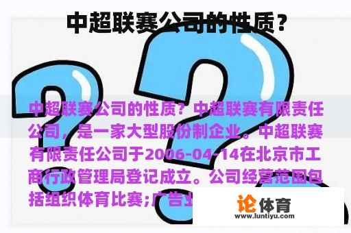 中超联赛公司的性质？