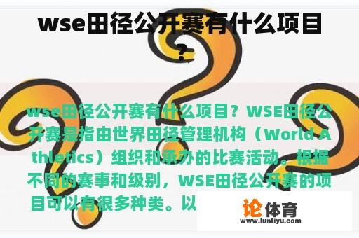 wse田径公开赛有什么项目？