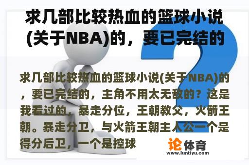 求几部比较热血的篮球小说(关于NBA)的，要已完结的，主角不用太无敌的？