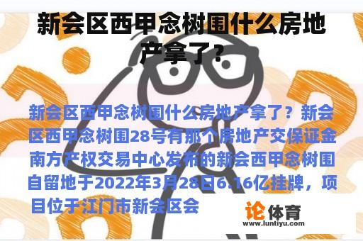 新会区西甲念树围什么房地产拿了？