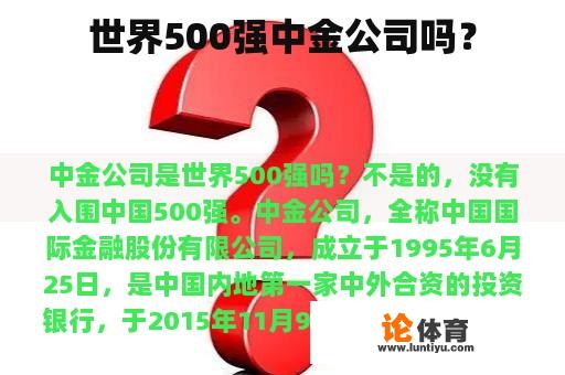 世界500强中金公司吗？