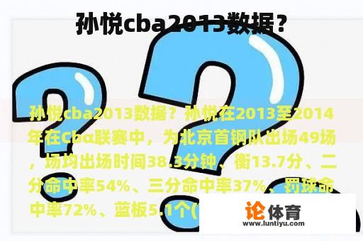 孙悦cba2013数据？