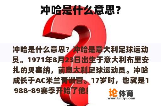 冲哈是什么意思？