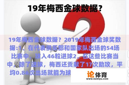 19年梅西金球数据？