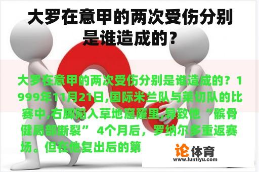 大罗在意甲的两次受伤分别是谁造成的？