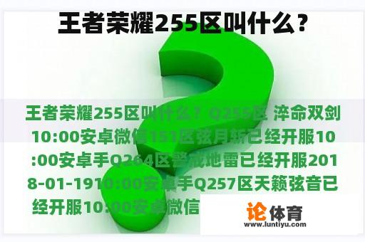 王者荣耀255区叫什么？