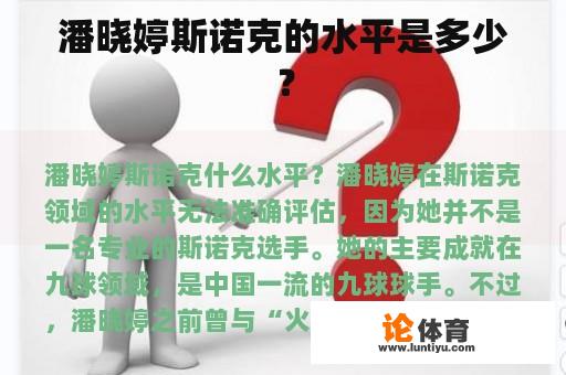 潘晓婷斯诺克的水平是多少？