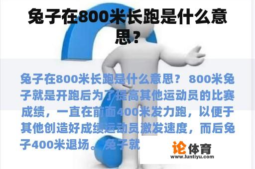 兔子在800米长跑是什么意思？