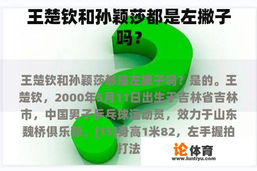 王楚钦和孙颖莎都是左撇子吗？