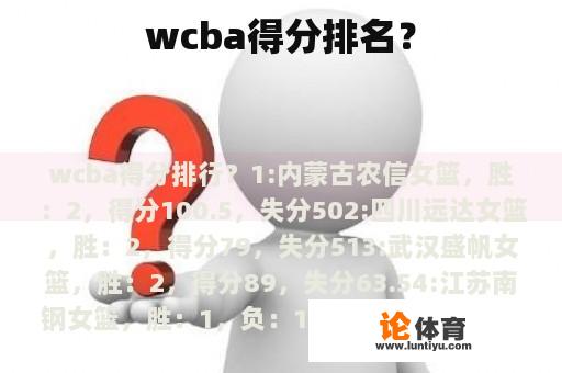 wcba得分排名？