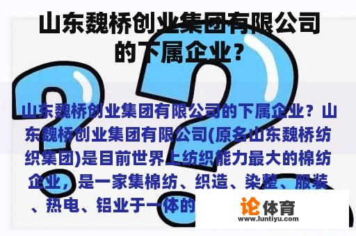 山东魏桥创业集团有限公司的下属企业？