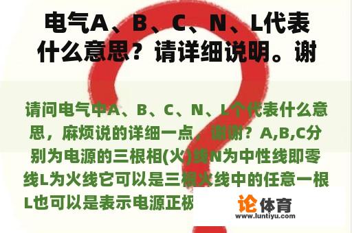 电气A、B、C、N、L代表什么意思？请详细说明。谢谢你？