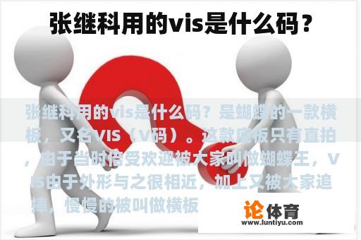 张继科用的vis是什么码？