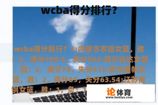 wcba得分排行？