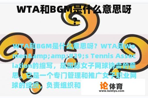 WTA和BGM是什么意思呀？