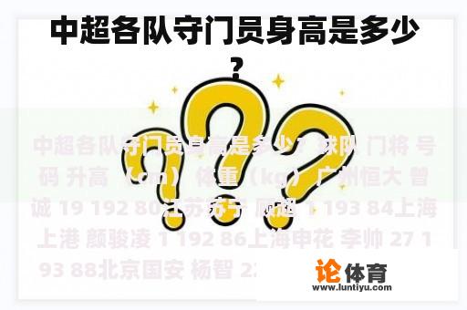 中超各队守门员身高是多少？