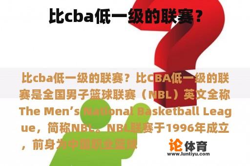 比cba低一级的联赛？