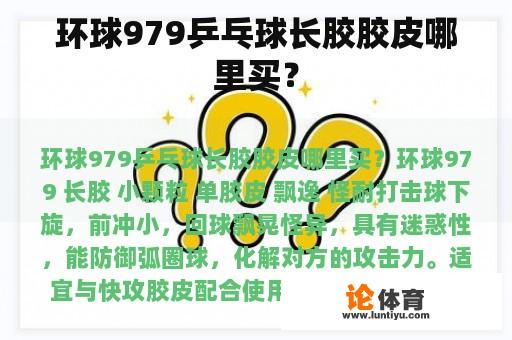 环球979乒乓球长胶胶皮哪里买？