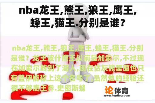 nba龙王,熊王,狼王,鹰王,蜂王,猫王.分别是谁？