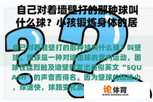 自己对着墙壁打的那种球叫什么球？小孩锻炼身体的居家运动？