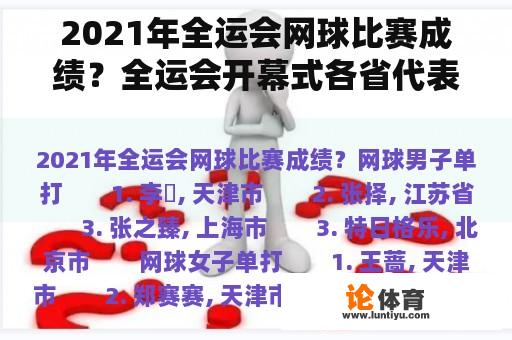 2021年全运会网球比赛成绩？全运会开幕式各省代表团进场顺序？