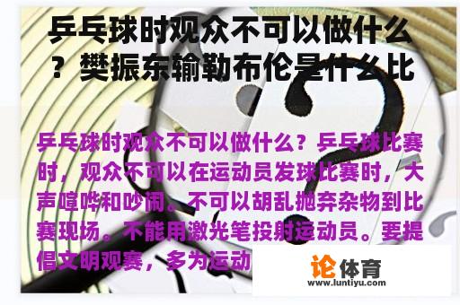 乒乓球时观众不可以做什么？樊振东输勒布伦是什么比赛？