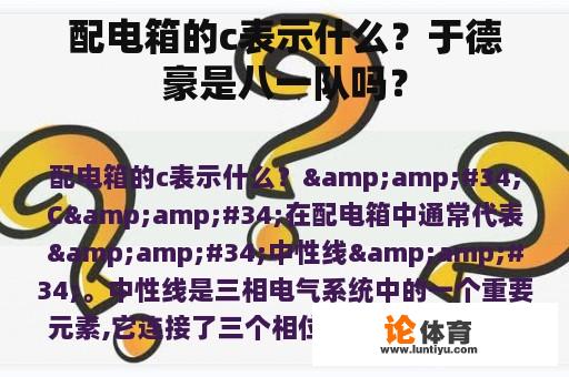 配电箱的c表示什么？于德豪是八一队吗？