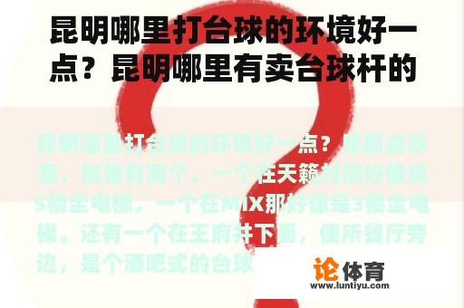 昆明哪里打台球的环境好一点？昆明哪里有卖台球杆的实体店？大点的？