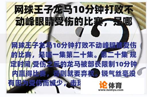 网球王子龙马10分钟打败不动峰眼睛受伤的比赛，是哪一集