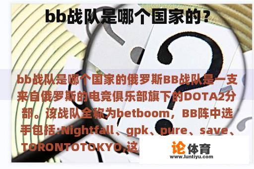 bb战队是哪个国家的？