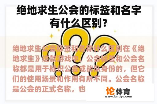 绝地求生公会的标签和名字有什么区别？