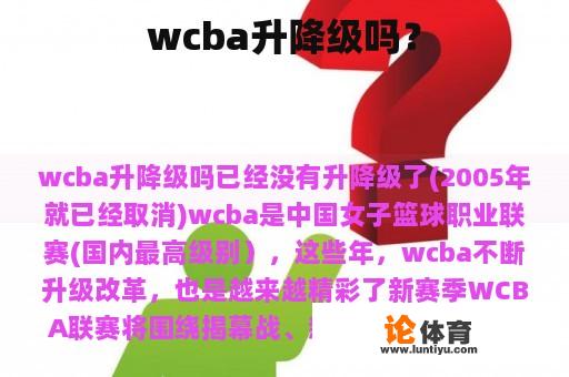 wcba升降级吗？